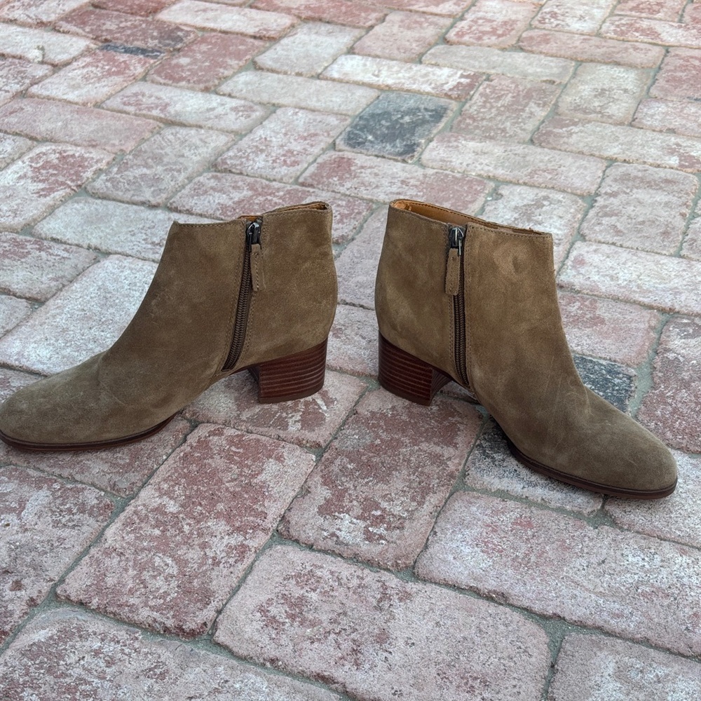 Franco Sarto Women's Suede Ankle Boots - Tan - Picture 5 of 13